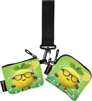 Joko Ivery Lemon with Sunglasses Mini Zip Around Wristlet Wallet for Women Portable Keychain Coin Purse with Detachable Dual Pouch Keychain Wallet for Men Outdoor Travel Sports