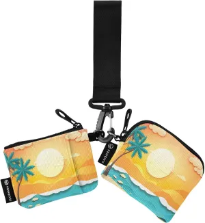 Joko Ivery Sunglasses Palm Tree Mini Zip Around Wristlet Wallet for Women Portable Keychain Coin Purse with Detachable Dual Pouch Small Purse for Outdoor Men Travel Sports