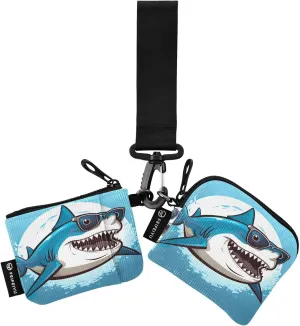 Joko Ivery Sunglasses Shark Blue Mini Zip Around Wristlet Wallet for Women Portable Keychain Coin Purse with Detachable Dual Pouch Small Purse for Outdoor Men Travel Sports