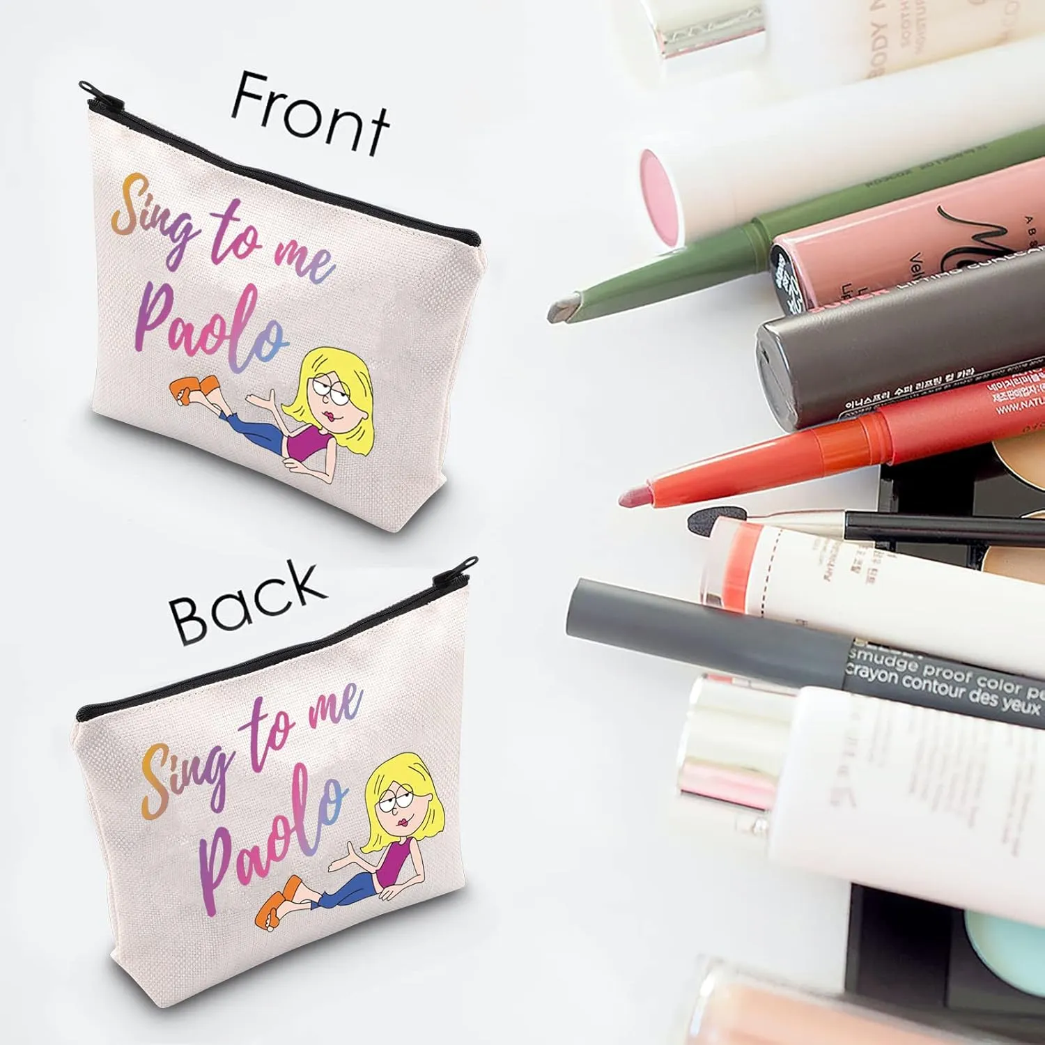 L-izzie Cosmetic Bag L-izzie Fan Gift Sing to Me Paolo Makeup Zipper Pouch for Women