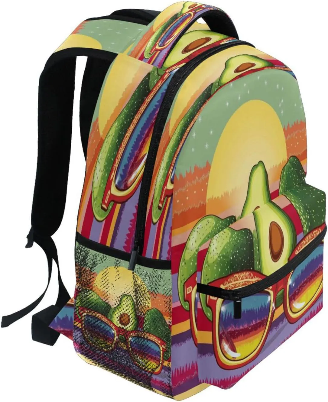 Laptop Backpack for Men and Women Fashion Travel Laptop Backpack with Chest Strap Gift Men & Women Mexican Style Cinco De Mayo Sunglasses Avocados