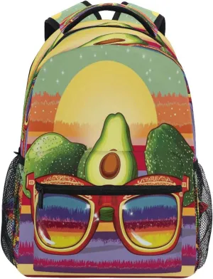 Laptop Backpack for Men and Women Fashion Travel Laptop Backpack with Chest Strap Gift Men & Women Mexican Style Cinco De Mayo Sunglasses Avocados