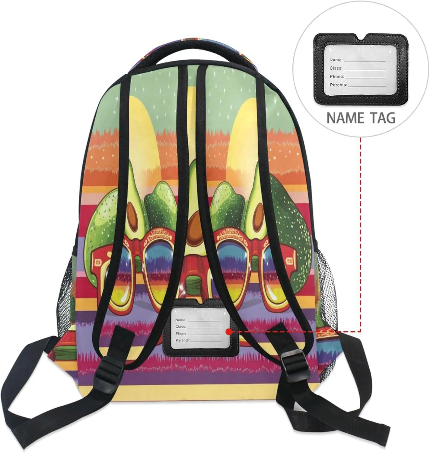 Laptop Backpack for Men and Women Fashion Travel Laptop Backpack with Chest Strap Gift Men & Women Mexican Style Cinco De Mayo Sunglasses Avocados