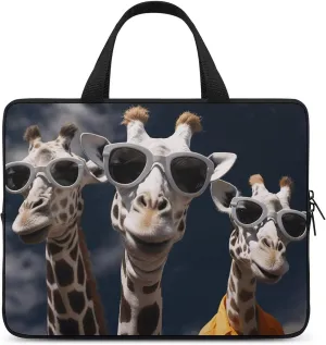 Laptop Case Sleeve Shockproof Computer Carrying Bag Three Giraffes Wearing Sunglasses Laptop Bag Tote Lightweight Notebook Case Cover Traveling Briefcase Handle Bags for Travel Business 12inch