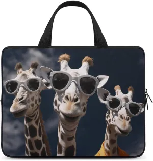 Laptop Case Sleeve Shockproof Computer Carrying Bag Three Giraffes Wearing Sunglasses Laptop Bag Tote Lightweight Notebook Case Cover Traveling Briefcase Handle Bags for Travel Business 15inch