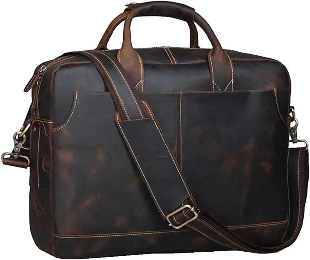 Large Traveling Bags Crazy Horse Genuine Leather Messenger Cross-body Shoulder Bag Tote