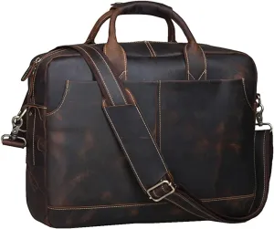 Large Traveling Bags Crazy Horse Genuine Leather Messenger Cross-body Shoulder Bag Tote