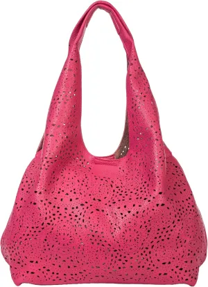 Laser Cut Faux Leather Shoulder Bag for Women  Large Summer Slouch Hobo Tote with Makeup Pouch  Lightweight  Desi