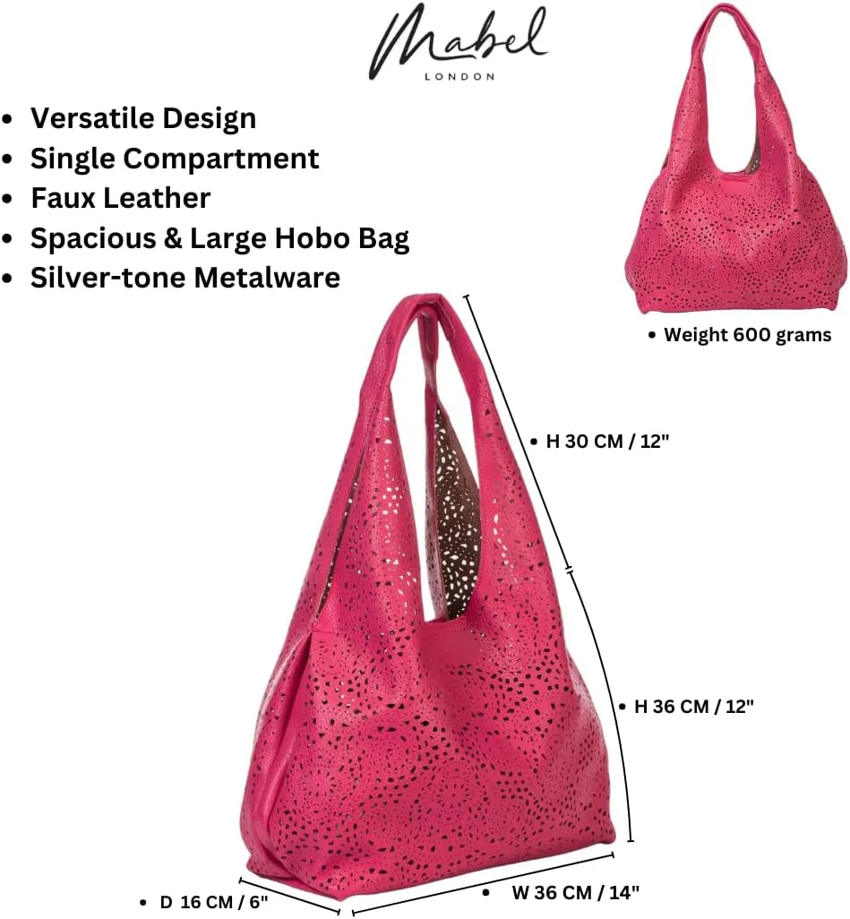 Laser Cut Faux Leather Shoulder Bag for Women  Large Summer Slouch Hobo Tote with Makeup Pouch  Lightweight  Desi