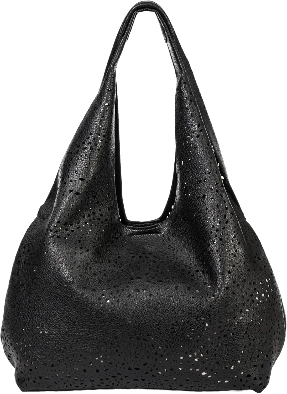 Laser Cut Faux Leather Shoulder Bag for Women  Large Summer Slouch Hobo Tote with Makeup Pouch  Lightweight  Desi