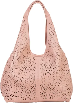 Laser Cut Faux Leather Shoulder Bag for Women  Large Summer Slouch Hobo Tote with Makeup Pouch  Lightweight  Desi