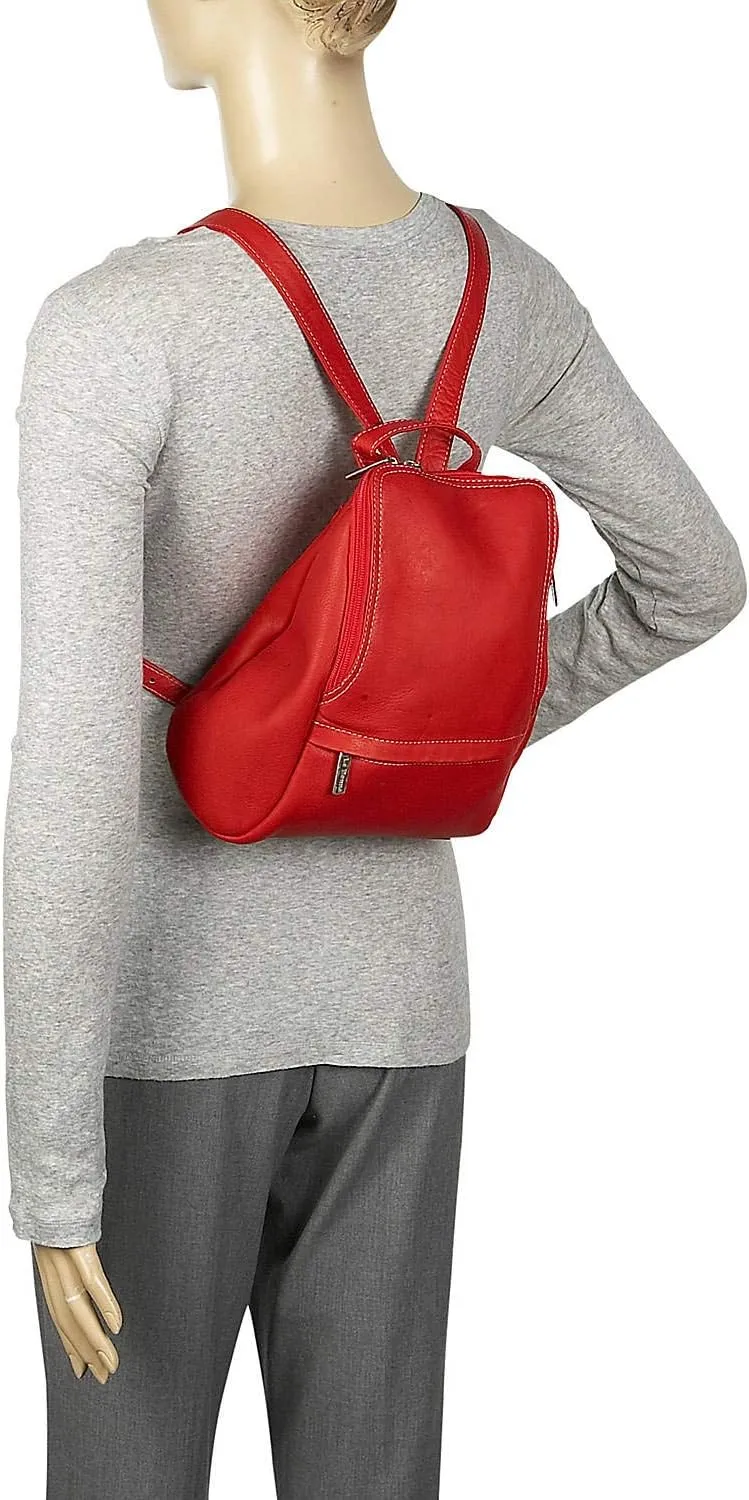 Le Donne Leather Womens Leather U-Zip Mini Backpack Purse  Full-Grain Colombian Vaquetta Leather, 9.5 x 10.5 x 3.5, Cafe