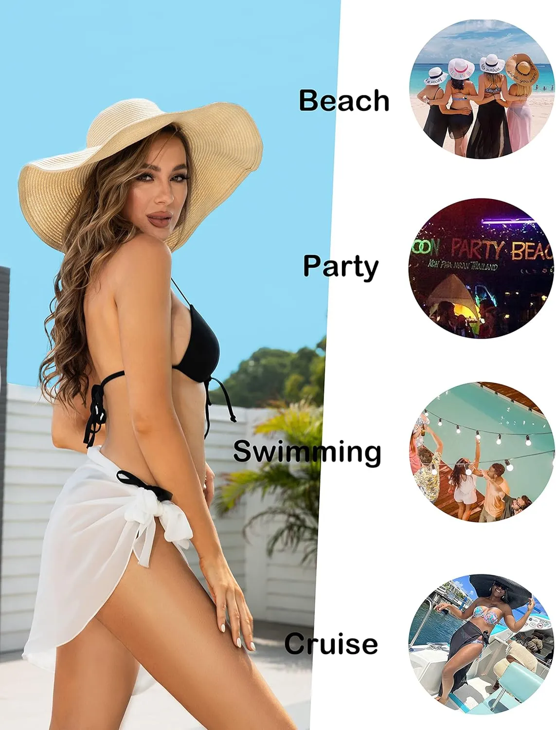 LIENRIDY Women's Swimsuit Cover Up Summer Beach Wrap Skirt Swimwear Bikini Cover-ups