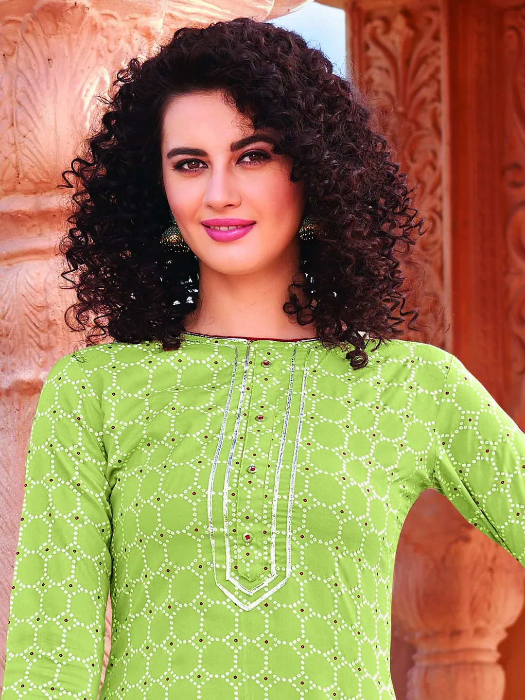 Light Green Rayon Cotton Kurta with Palazzo