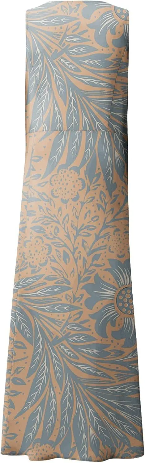 Linen Dresses for Women 2025 Casual Summer Sleeveless Flowy Maxi Dress Plus Size Boho Sundress with Pockets