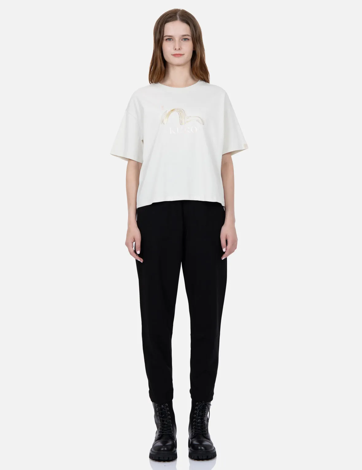 Logo Print Waistband Tapered Pants