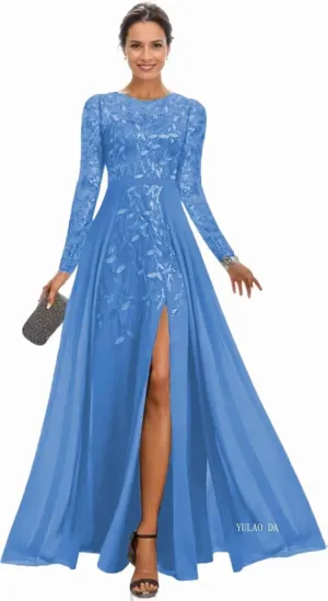 Long Sleeve Mother of The Bride Dress for Wedding Sequin Lace Formal Evening Dresses for Women 2025