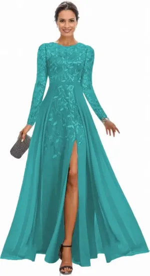 Long Sleeve Mother of The Bride Dress for Wedding Sequin Lace Formal Evening Dresses for Women 2025