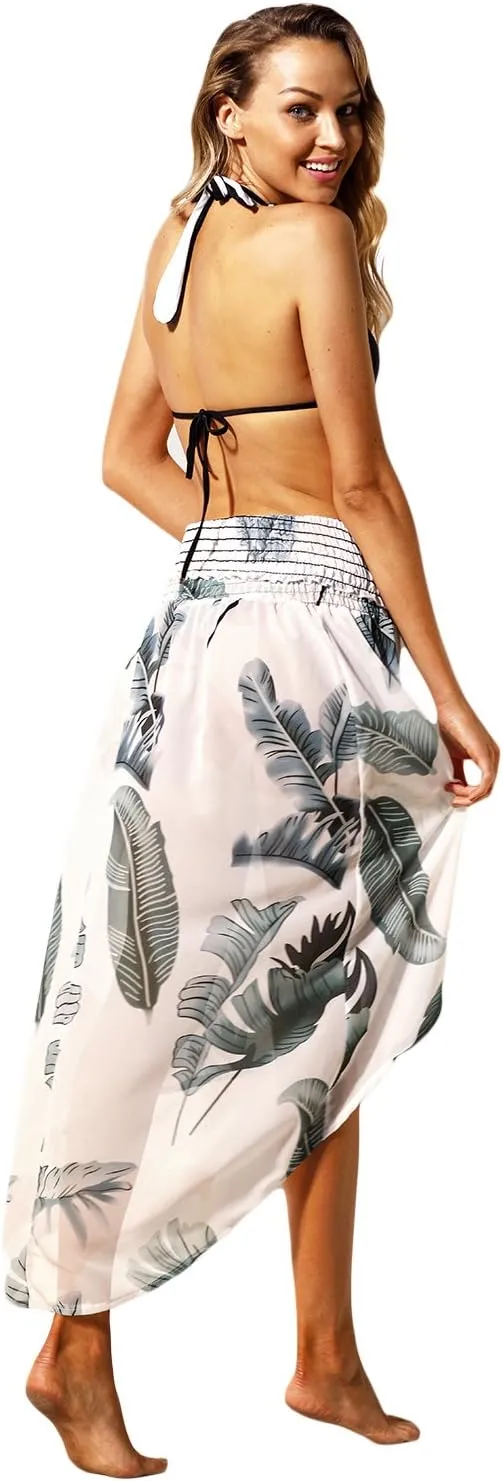 Lrady Women's Chiffon Off Shoulder Summer Beach Swimsuit Cover ups Sundress Strapless Dress