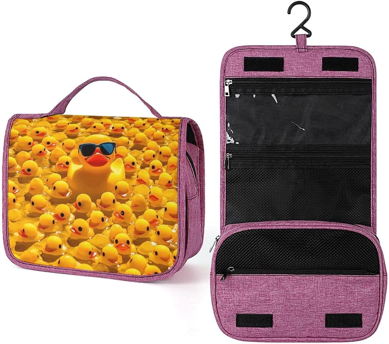 Makeup Bag Travel Hanging Toiletry Bag for Women Mens Toiletry Bags for Women Personalized Waterproof Portable Yellow Ducky With Sunglasses Printed Cosmetic Bag