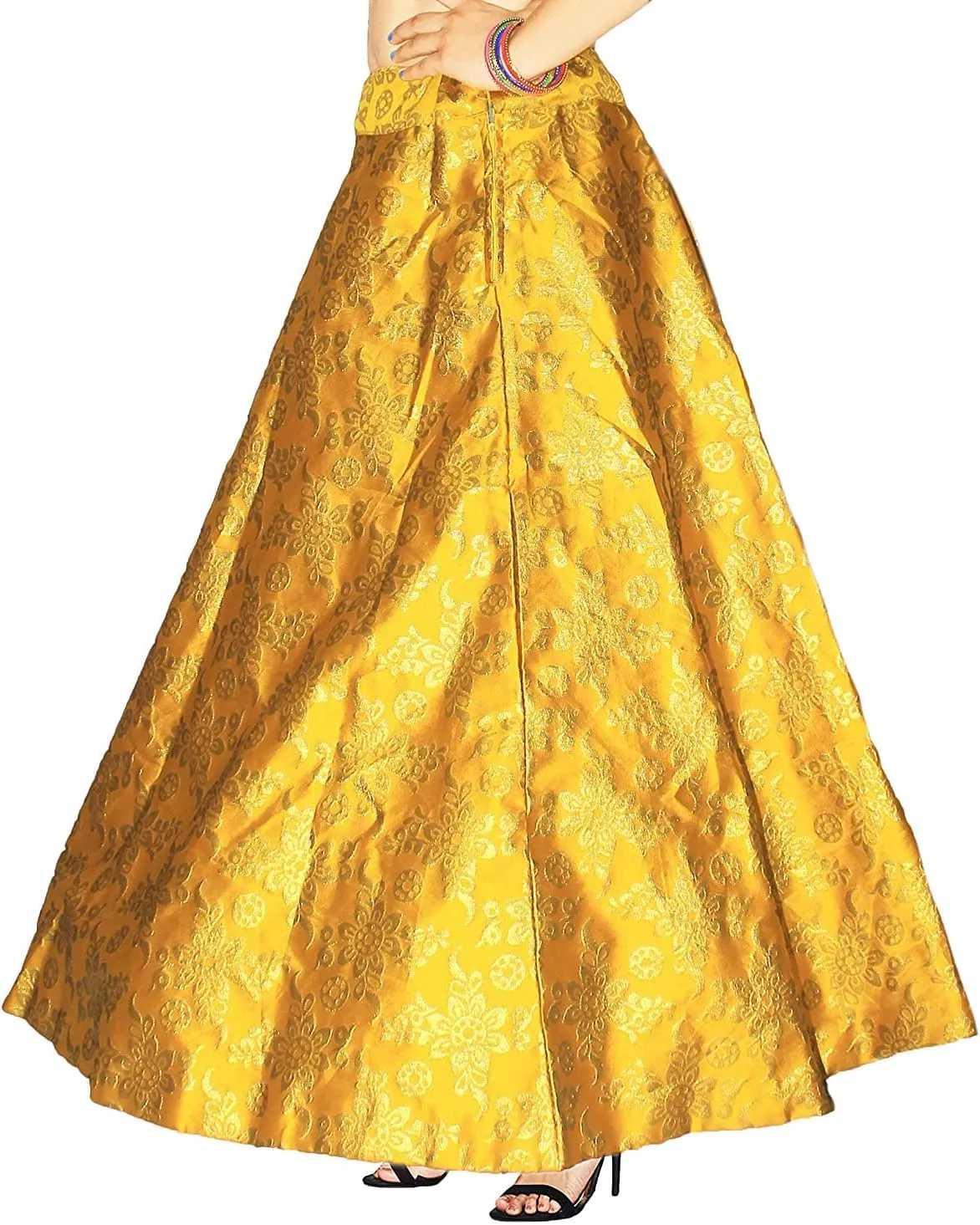 Maxi Floral Lehenga Brocade Skirt for Women Benaras Brocade Wedding Sangeet Skirt Lehenga Ghaghra BY RAJPUTANA ENTERPRISES