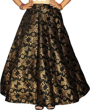 Maxi Floral Lehenga Brocade Skirt for Women Benaras Brocade Wedding Sangeet Skirt Lehenga Ghaghra BY RAJPUTANA ENTERPRISES
