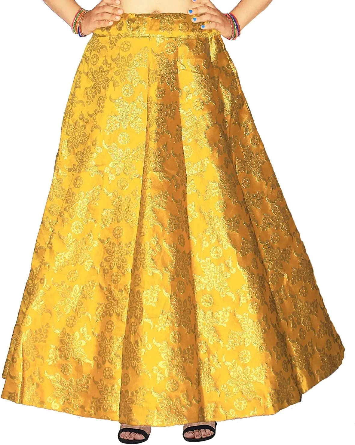 Maxi Floral Lehenga Brocade Skirt for Women Benaras Brocade Wedding Sangeet Skirt Lehenga Ghaghra BY RAJPUTANA ENTERPRISES