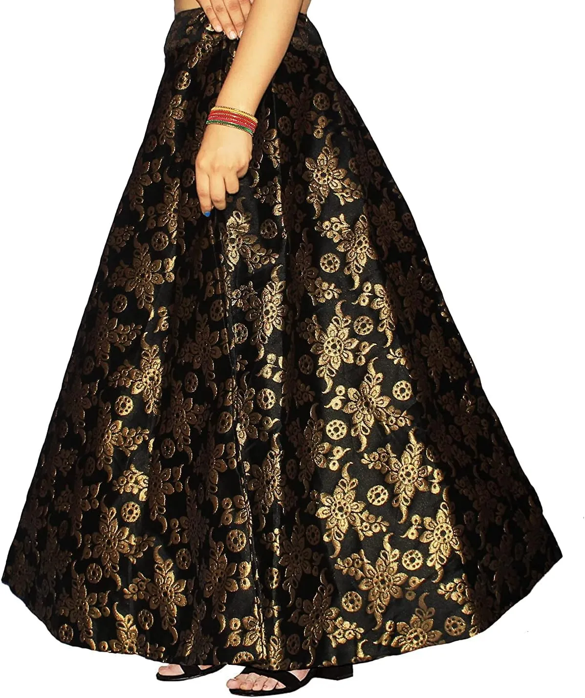 Maxi Floral Lehenga Brocade Skirt for Women Benaras Brocade Wedding Sangeet Skirt Lehenga Ghaghra BY RAJPUTANA ENTERPRISES