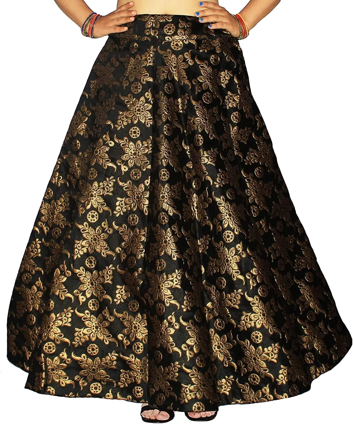 Maxi Floral Lehenga Brocade Skirt for Women Benaras Brocade Wedding Sangeet Skirt Lehenga Ghaghra BY RAJPUTANA ENTERPRISES