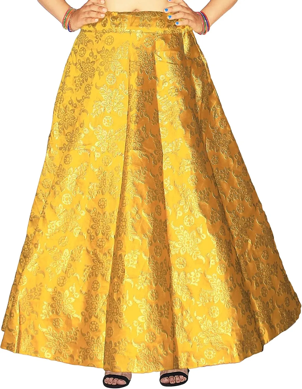 Maxi Floral Lehenga Brocade Skirt for Women Benaras Brocade Wedding Sangeet Skirt Lehenga Ghaghra BY RAJPUTANA ENTERPRISES
