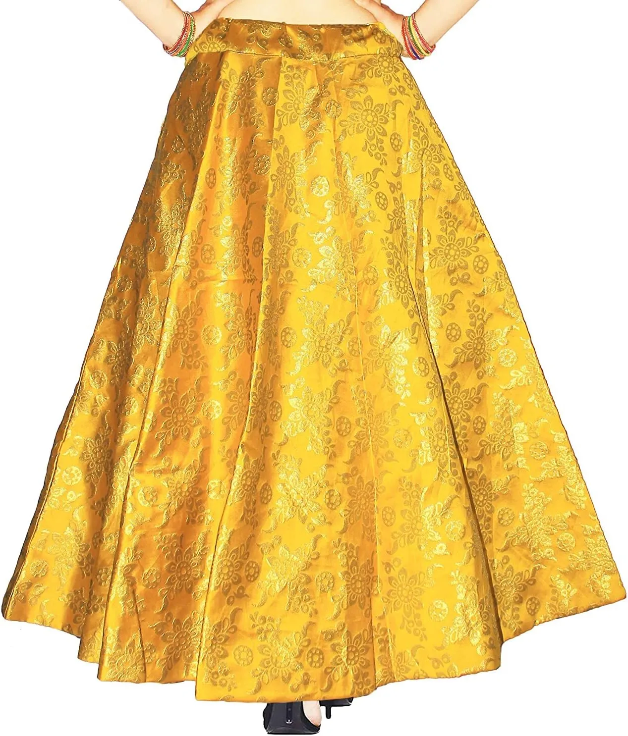 Maxi Floral Lehenga Brocade Skirt for Women Benaras Brocade Wedding Sangeet Skirt Lehenga Ghaghra BY RAJPUTANA ENTERPRISES
