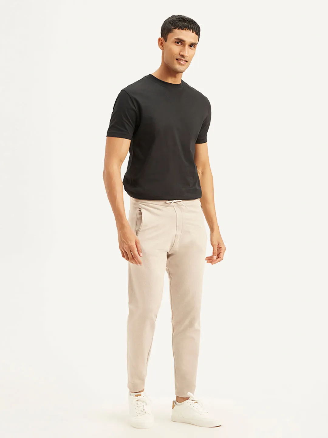 Men's Beige Solid Joggers
