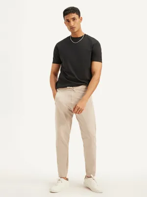 Men's Beige Solid Joggers