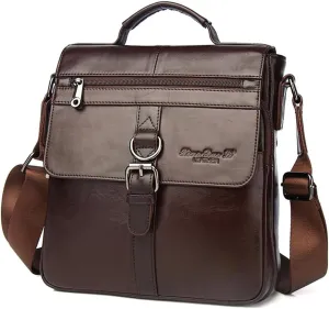 Men's Cowhide Leather Shoulder Messenger Bag Handbag Briefcase