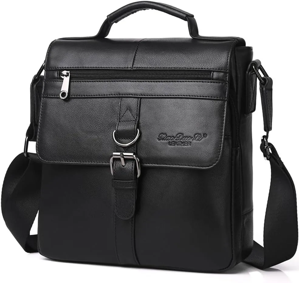 Men's Cowhide Leather Shoulder Messenger Bag Handbag Briefcase