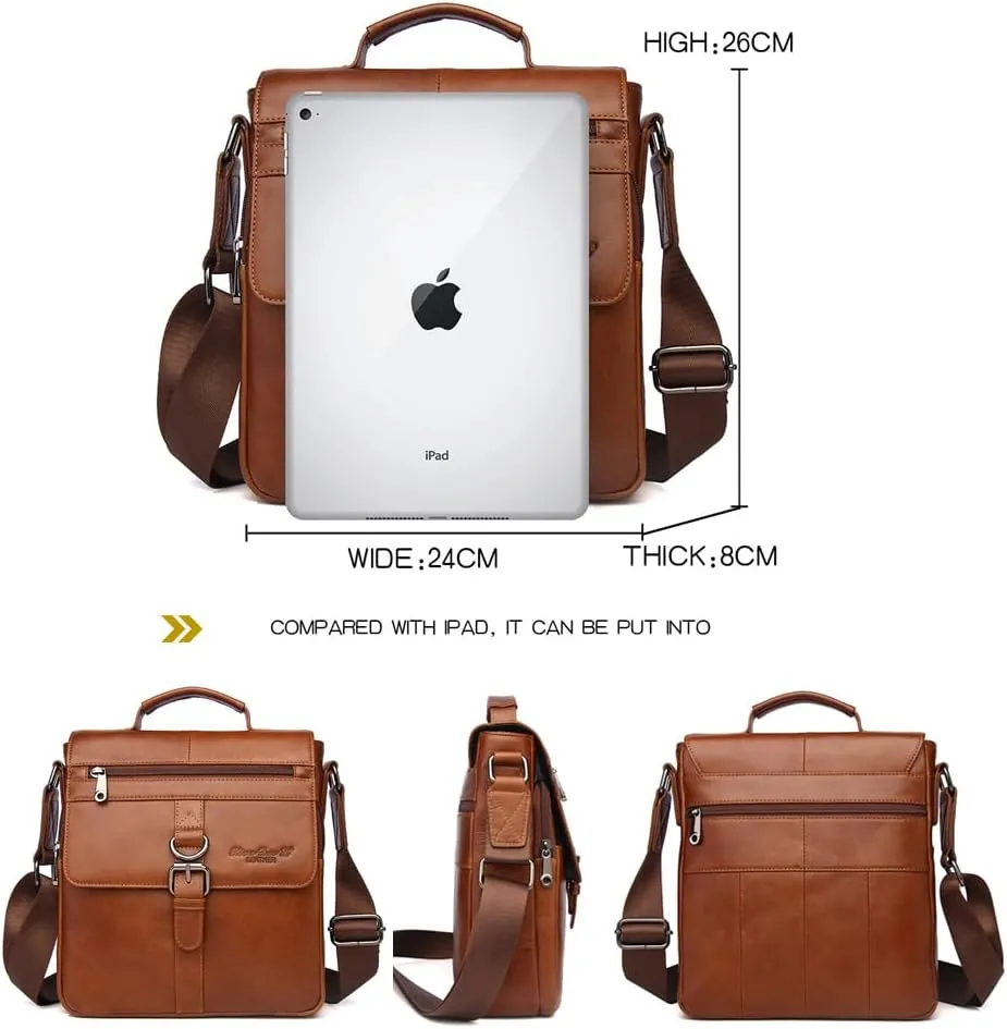 Men's Cowhide Leather Shoulder Messenger Bag Handbag Briefcase