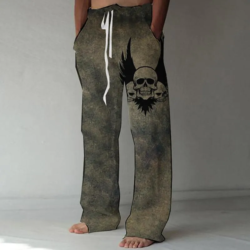 Men's Fashion Elastic Drawstring Casual Straight Leg Pants 73959621Z