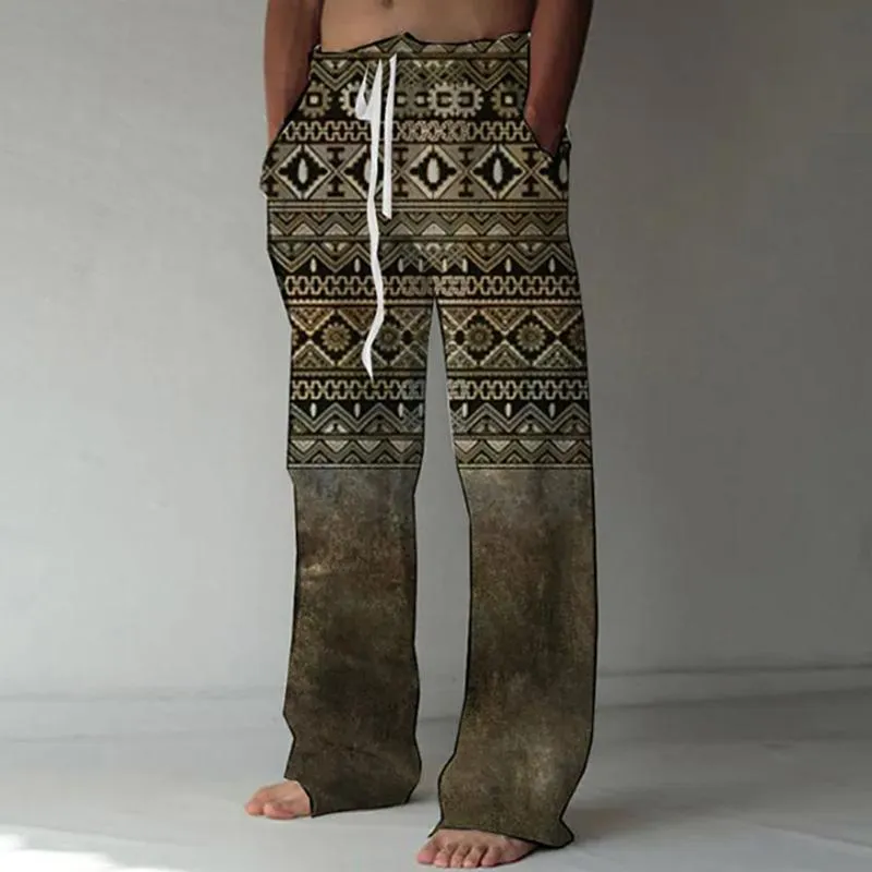 Men's Fashion Elastic Drawstring Casual Straight Leg Pants 73959621Z