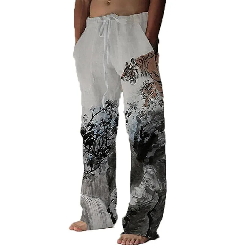 Men's Fashion Elastic Drawstring Casual Straight Leg Pants 73959621Z