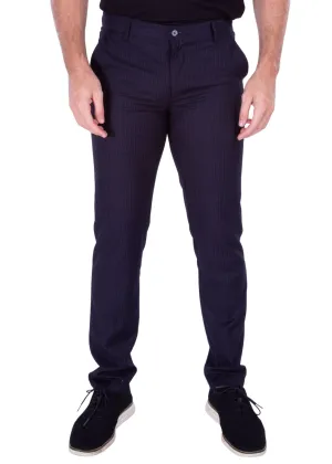 Men's Navy Pinstripe Dress Pants Modern Fit European Design | 213117