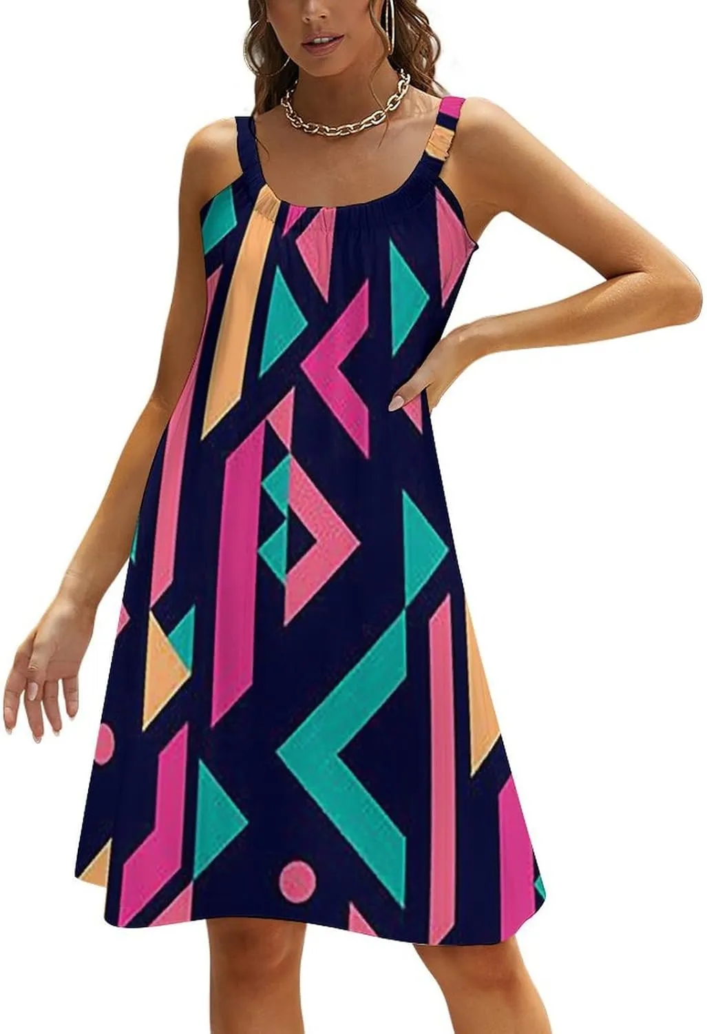 micidad Summer Dresses for Women Flamingo Sleeveless Sundress Casual Loose Beach Cover Ups Dress, 5X-Large