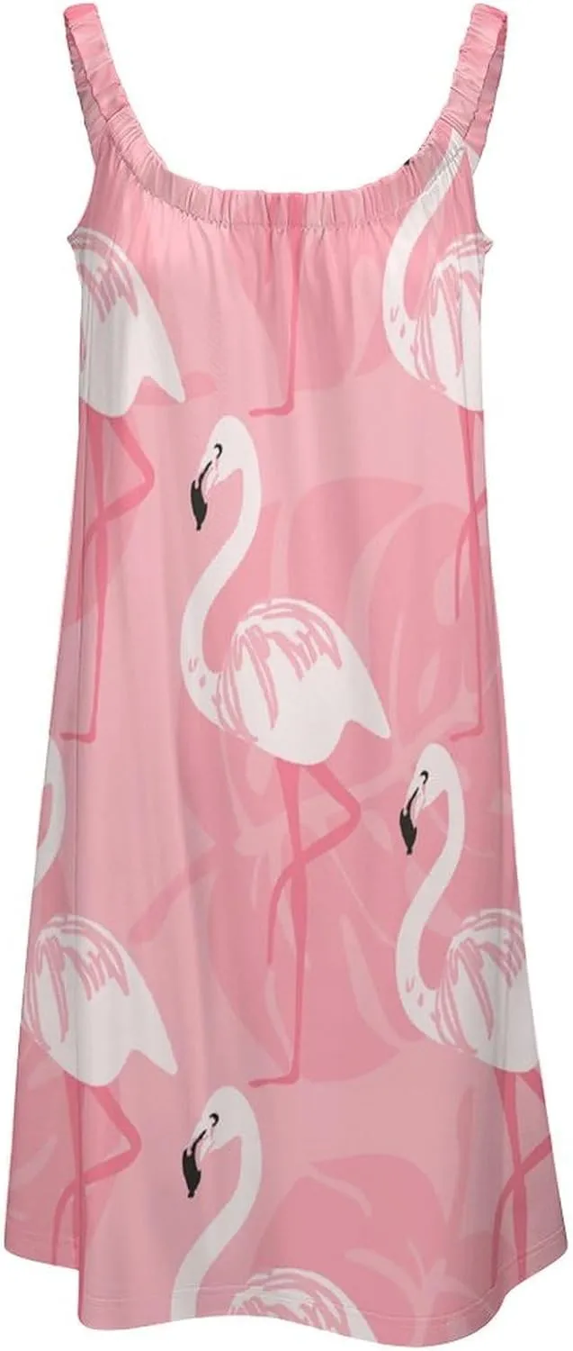 micidad Summer Dresses for Women Flamingo Sleeveless Sundress Casual Loose Beach Cover Ups Dress, 5X-Large