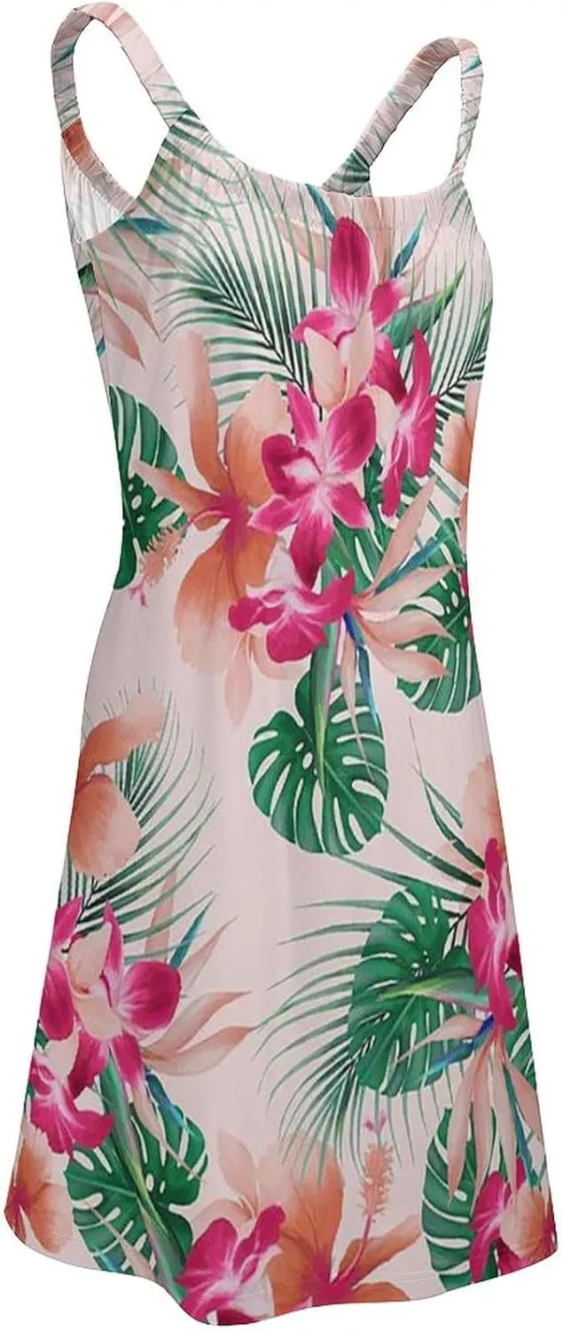 micidad Summer Dresses for Women Flamingo Sleeveless Sundress Casual Loose Beach Cover Ups Dress, 5X-Large