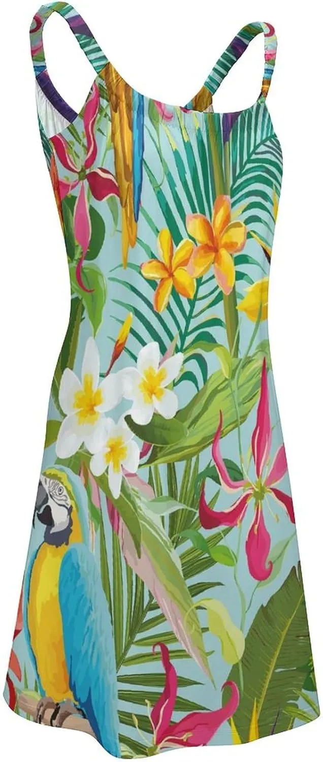 micidad Summer Dresses for Women Flamingo Sleeveless Sundress Casual Loose Beach Cover Ups Dress, 5X-Large