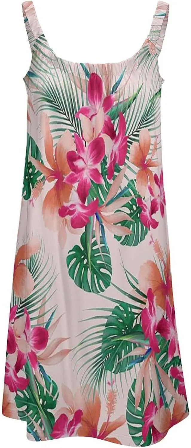 micidad Summer Dresses for Women Flamingo Sleeveless Sundress Casual Loose Beach Cover Ups Dress, 5X-Large