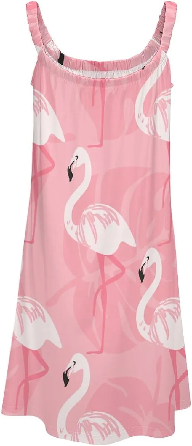 micidad Summer Dresses for Women Flamingo Sleeveless Sundress Casual Loose Beach Cover Ups Dress, 5X-Large