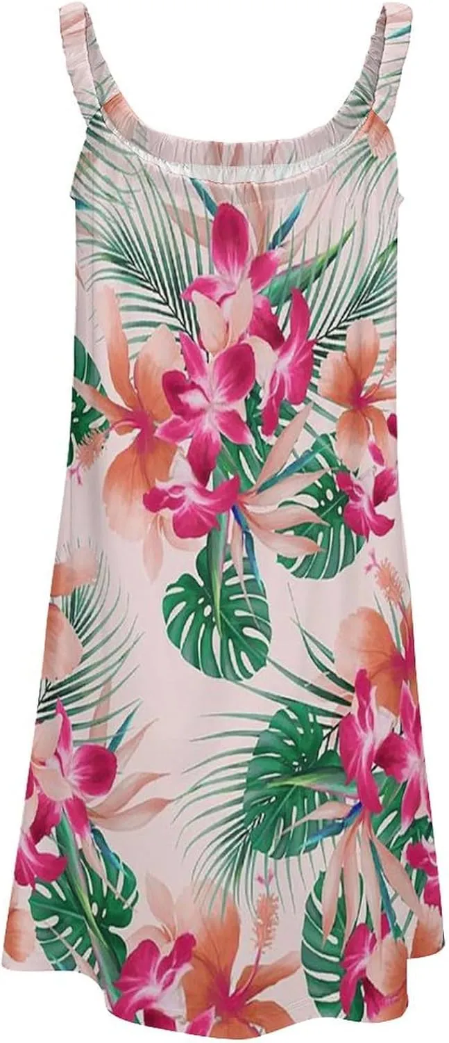 micidad Summer Dresses for Women Flamingo Sleeveless Sundress Casual Loose Beach Cover Ups Dress, 5X-Large