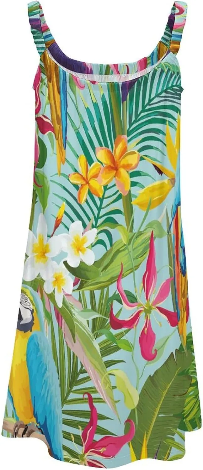 micidad Summer Dresses for Women Flamingo Sleeveless Sundress Casual Loose Beach Cover Ups Dress, 5X-Large