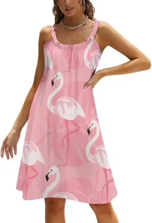 micidad Summer Dresses for Women Flamingo Sleeveless Sundress Casual Loose Beach Cover Ups Dress, 5X-Large