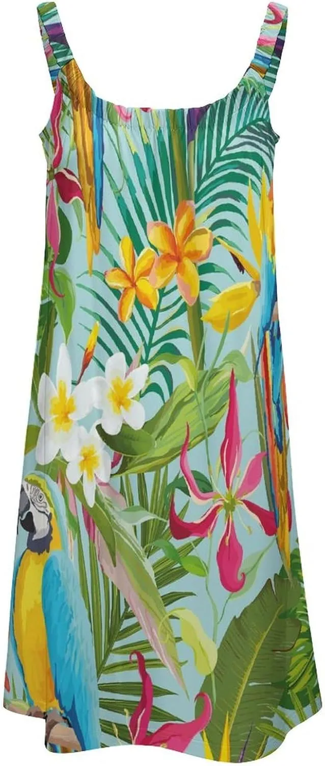 micidad Summer Dresses for Women Flamingo Sleeveless Sundress Casual Loose Beach Cover Ups Dress, 5X-Large